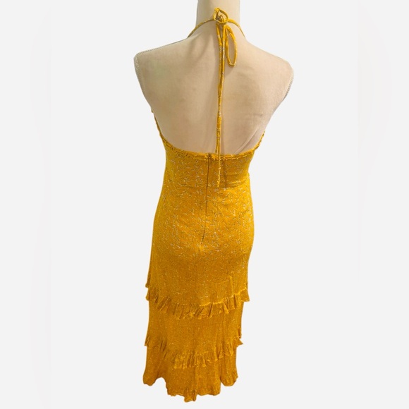 Helena bohemian Yellow Halter Neck maxi Dress size M - Picture 4 of 7